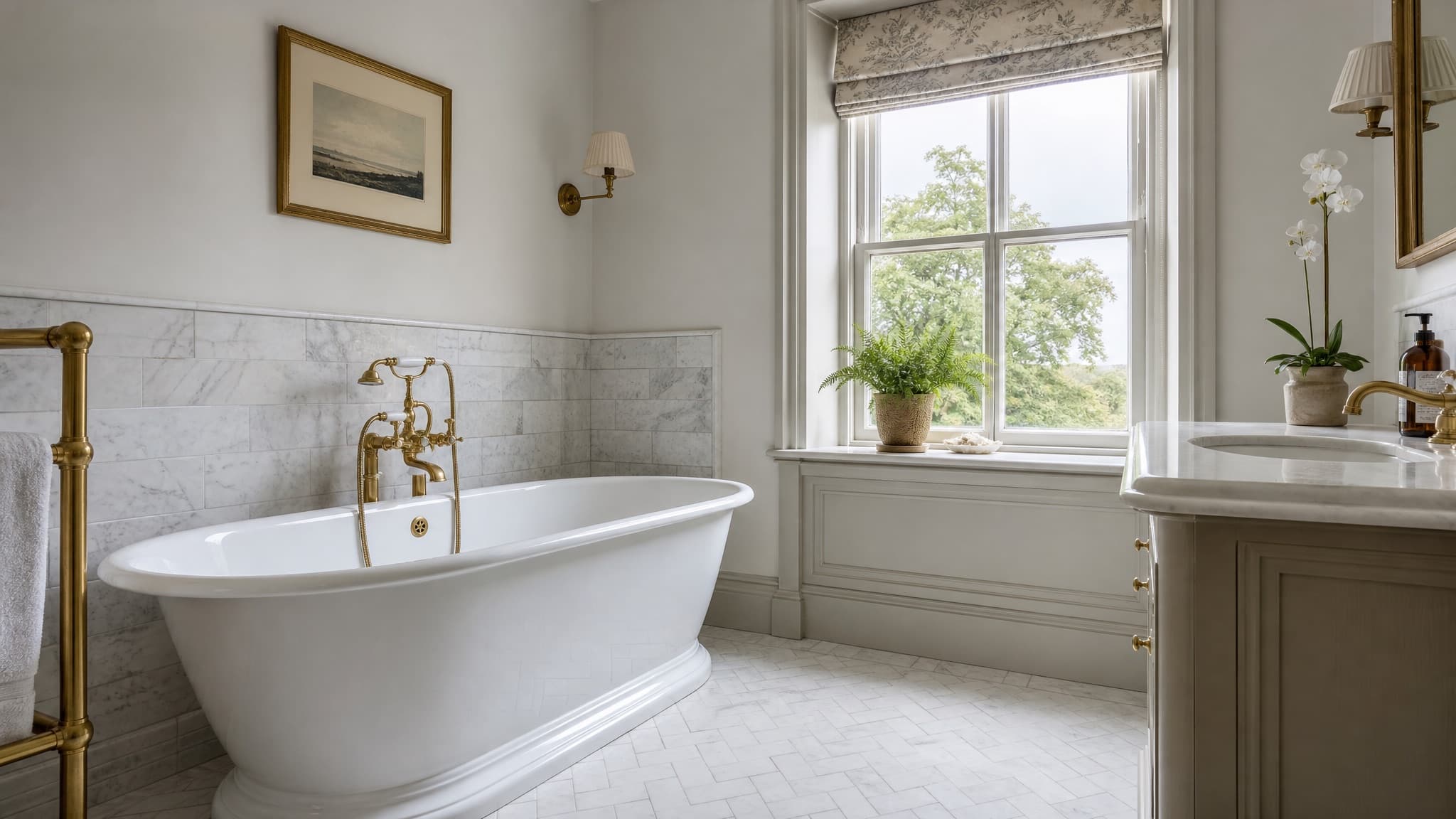 Bathroom with a freestanding tub