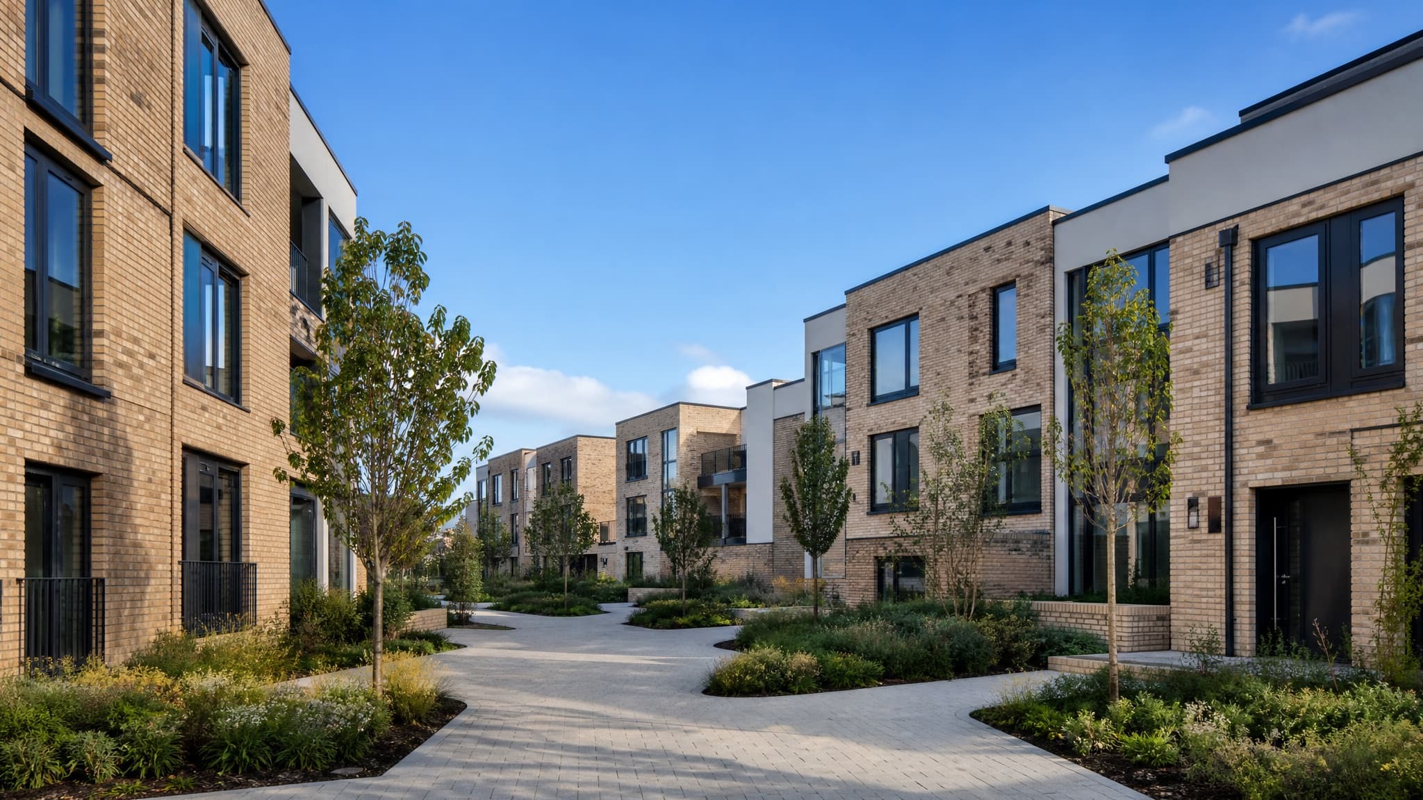 A contemporary UK new-build residential development